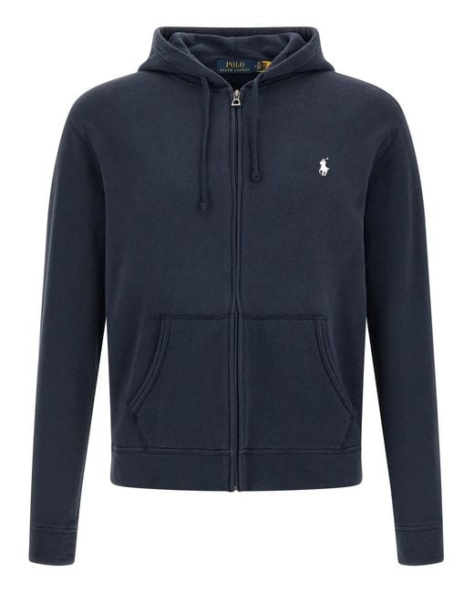 Polo Ralph Lauren Blue Loopback Cotton Hoodie for men