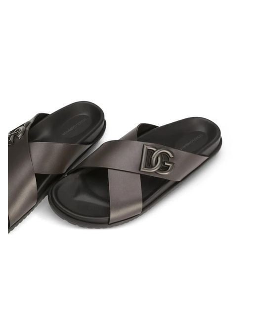 Dolce & Gabbana Black Dolce & Gabbana Leather Sandal for men