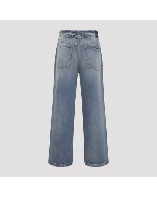 Maison Margiela Blue Washed Denim Straight-Leg Cropped Jeans for men