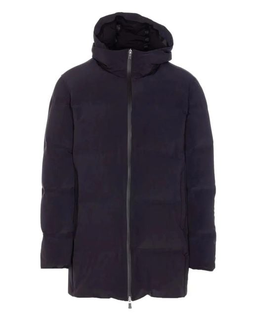 Herno Blue New Impact Long Down Jacket With Hood for men