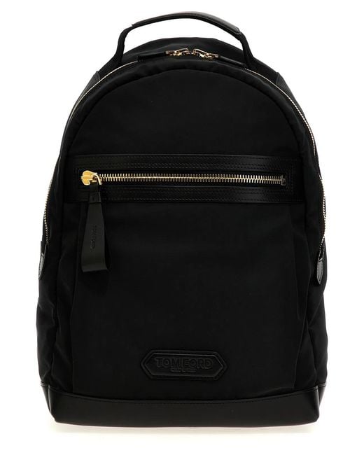 Tom Ford Black Logo Backpack for men