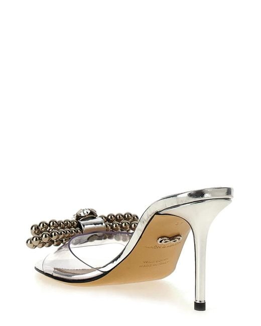 Mach & Mach Metallic 'Stud Bow' Sandals