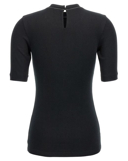Brunello Cucinelli Black Monile Ribbed T-Shirt