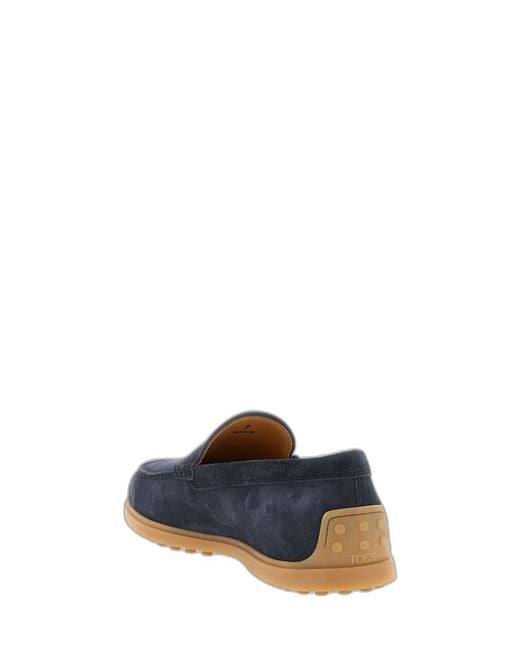 Tod's Blue Suede Gommino Boat Shoes for men