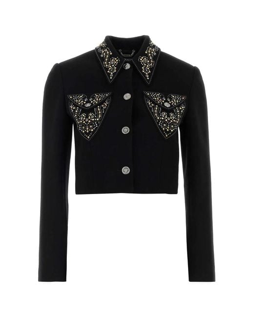 Versace Black Informal Jacket Responsible Light Weight Double Wo
