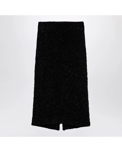 Balenciaga Black Tweed Midi Skirt