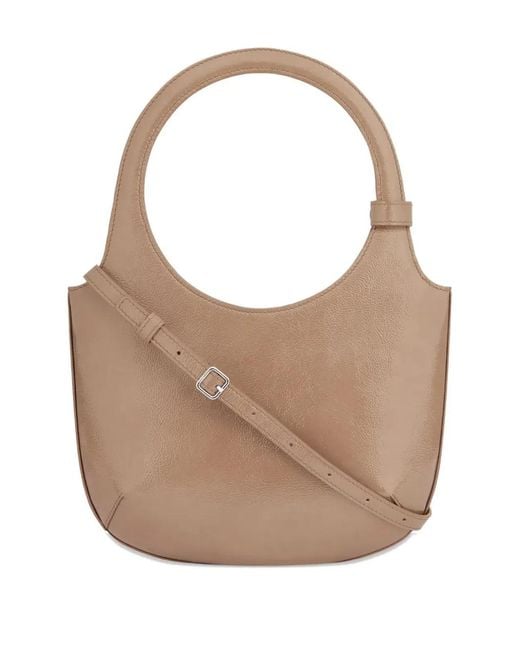 Courreges Brown Courregès Holy Leather Shoulder Bag With Rounded Handle