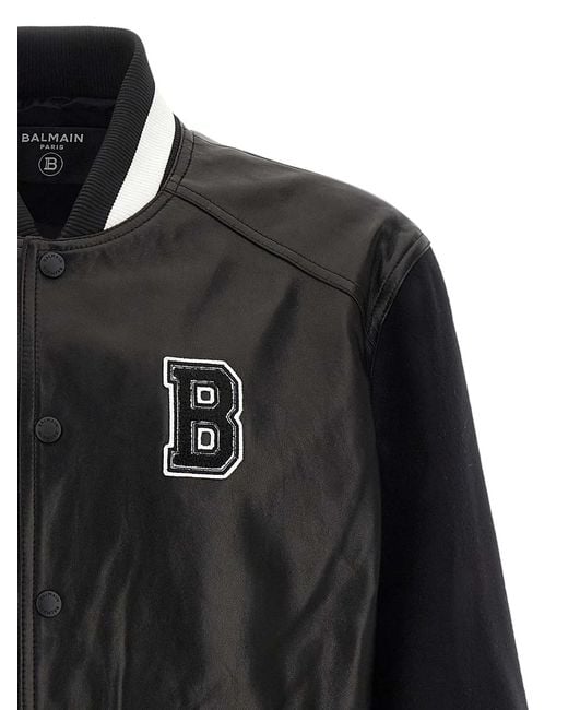 Balmain Black 'Varsity' Bomber Jacket for men