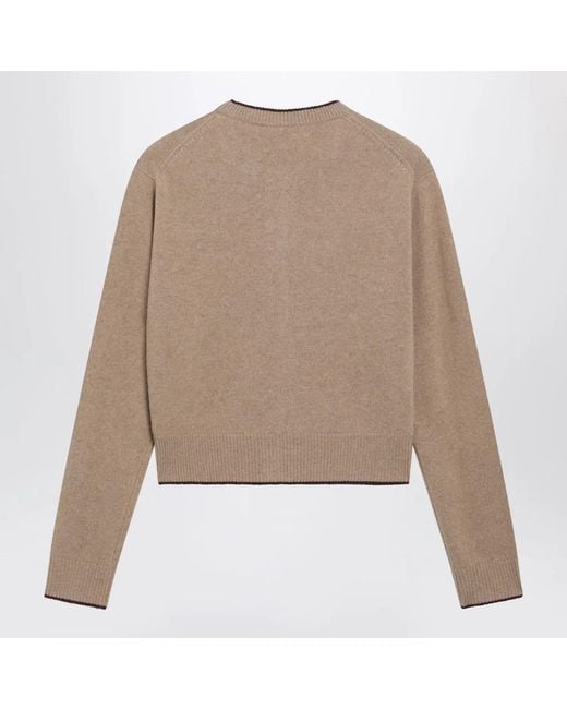 Chloé Natural Light Wool And Cashmere Logo Cardigan