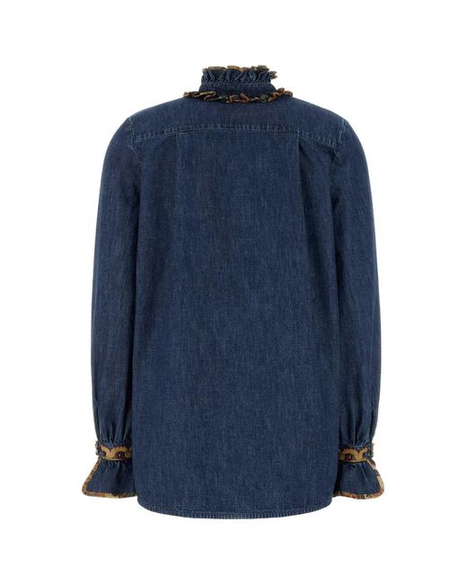 Valentino Garavani Blue Chambray Denim Blouse