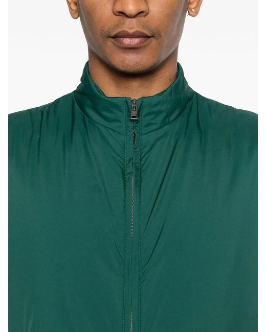 Herno Green Zip Sleeveless Polyamide Gilet for men