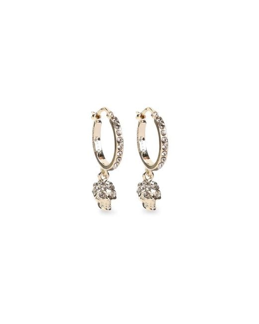 McQueen Metallic Tone Crystal Skull Earrings