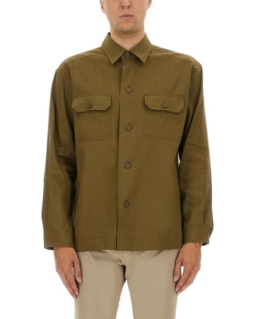 Boss Green Stretch Linen And Viscose Shirt for men