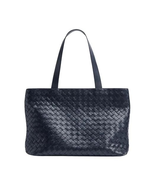 Bottega Veneta Blue Intrecciato Leather Tote for men