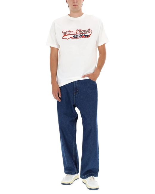 Autry X Maison Kitsune White Logo T-Shirt