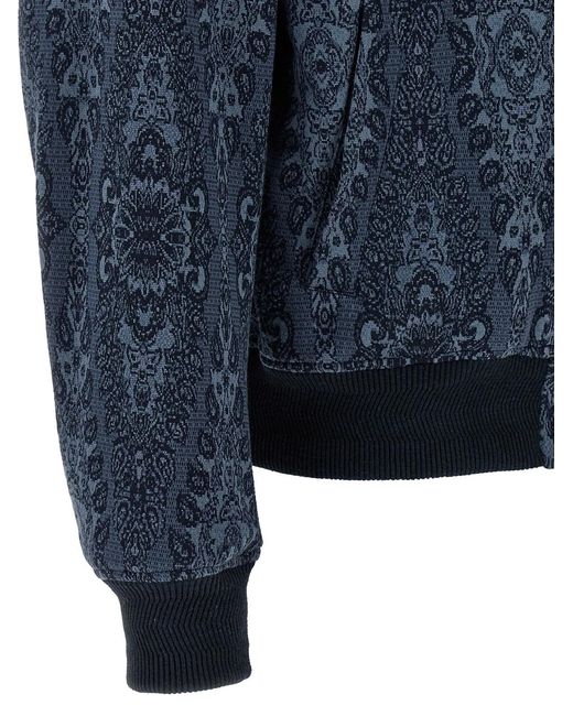 Etro Blue Jacquard Bomber Jacket for men