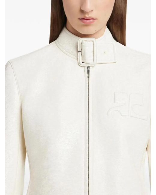 Courreges White Courregès City Jacket With Buckle Neck And Logo Detail