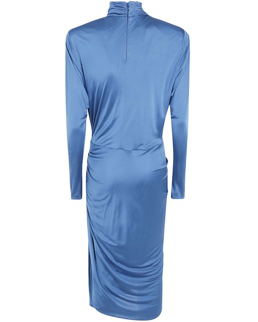 Balmain Blue Draped Midi Dress
