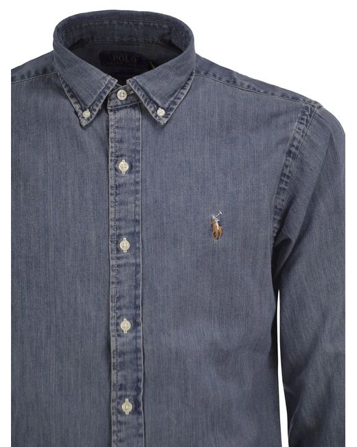 Polo Ralph Lauren Blue Cotton Denim Button-Down Shirt for men