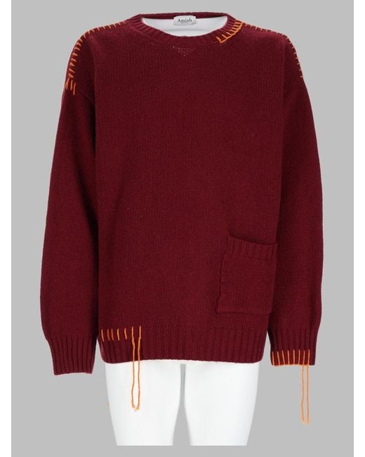 AMISH Red Maglia "Crew Crop" for men