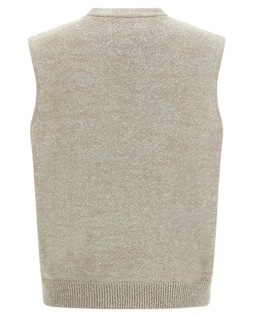 Maison Margiela Natural Bouclé Knit Vest for men