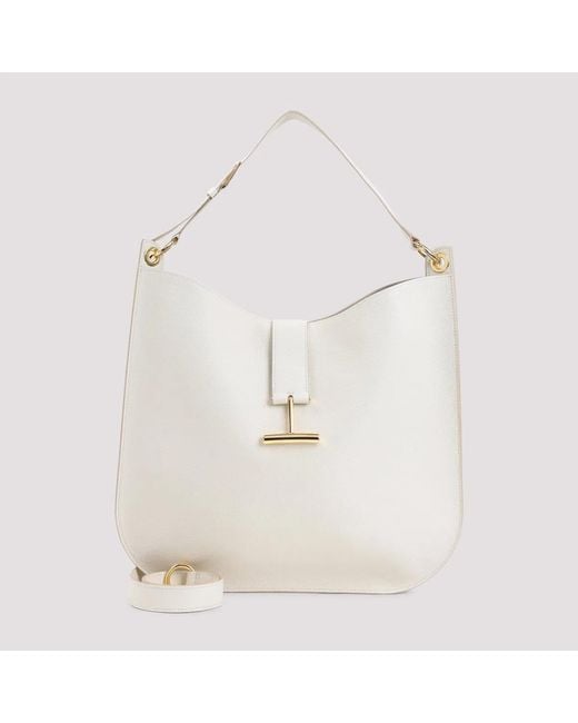 Tom Ford White Cream Calf Leather Shoulder Bag