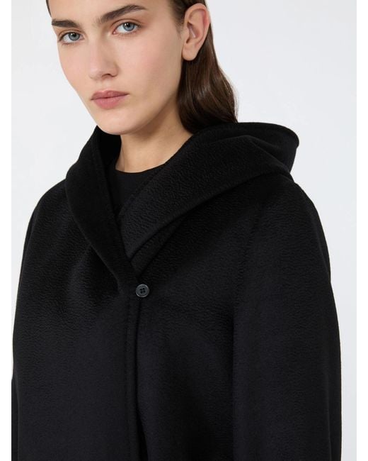 Max Mara Black Newmang Wool Drap Dressing Gown Coat