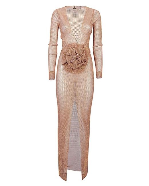 Santa Brands Natural Flower-Applique Long Dress