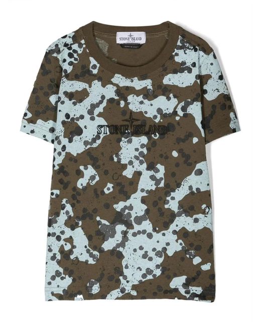 Stone Island Green Camo T-Shirt