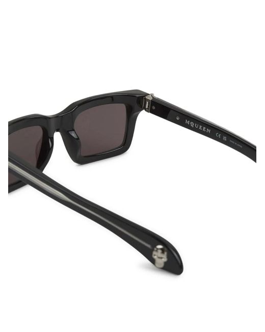 McQueen Black Rectangular Frame Sunglasses