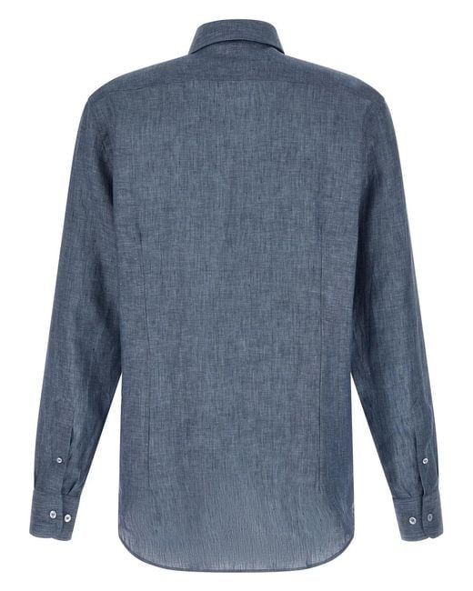 Etro Blue Linen Shirt for men