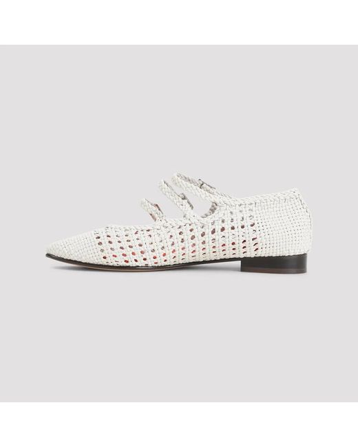 CAREL PARIS White Ariana S. Braided Leather Ballerinas