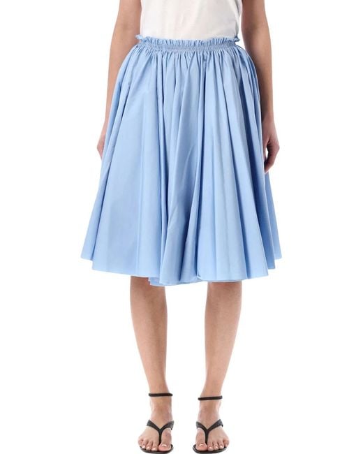 AMI Blue Cotton Midi Corolla Skirt