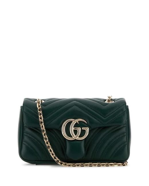 Gucci Black Dark Nappa Leather Small Gg Marmont Shoulder Bag