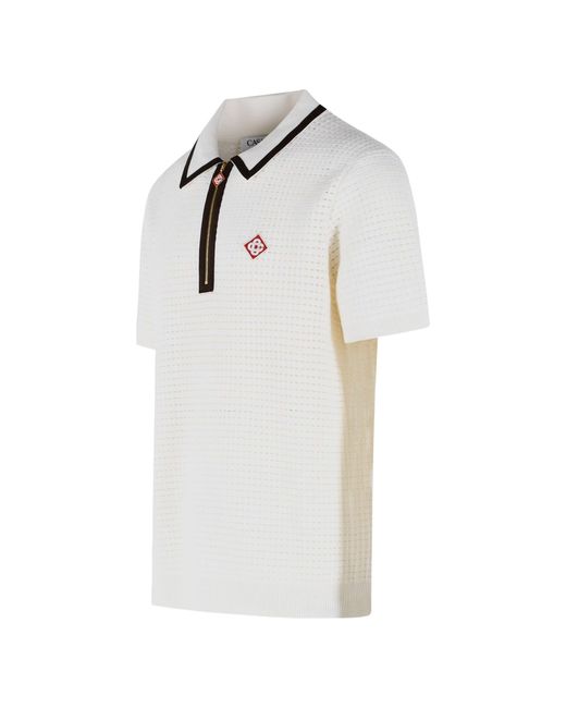 Casablanca White Waffle Stitch Polo Shirt for men