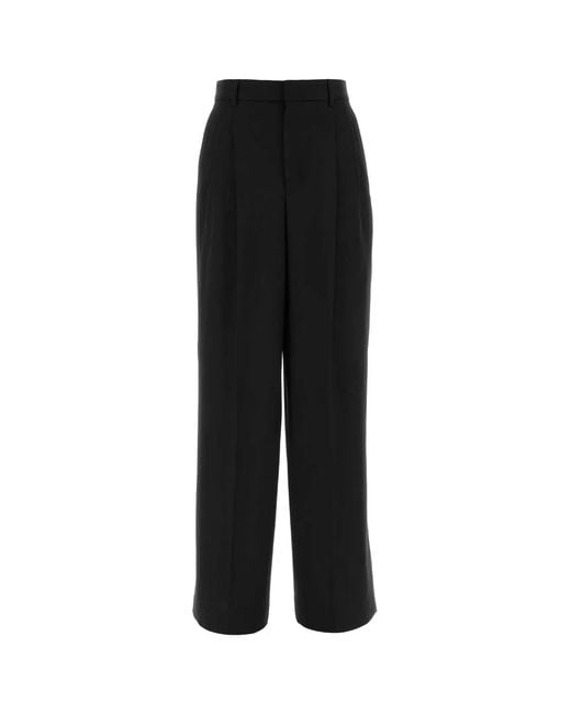 AMI Black High Waist Wide Trousers With Two Pleats