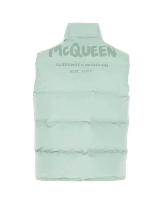 McQueen Green Sea Polyester Sleeveless Padded Jacket for men