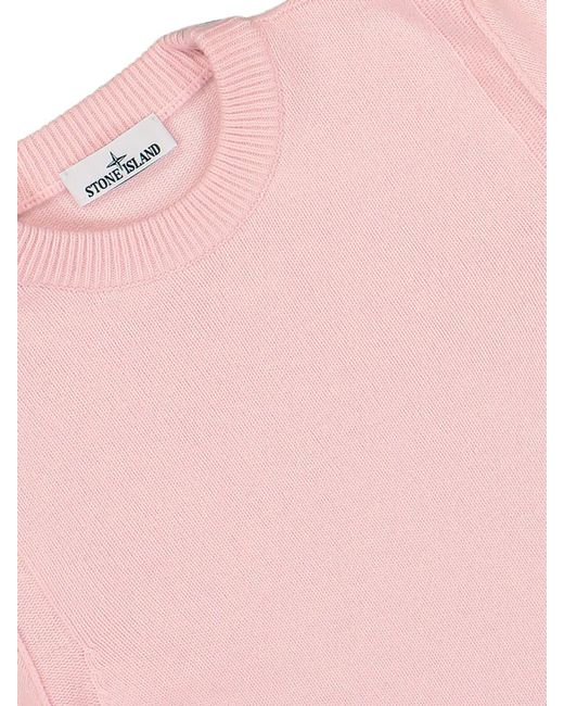 Stone Island Pink Maglione A Girocollo Vestibilità Regular Con Finiture A Costine for men