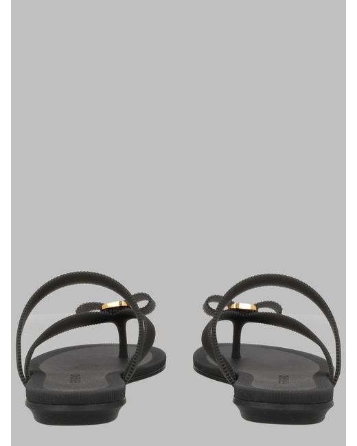 Ferragamo Black Strappy Sandals With Statement Footbed