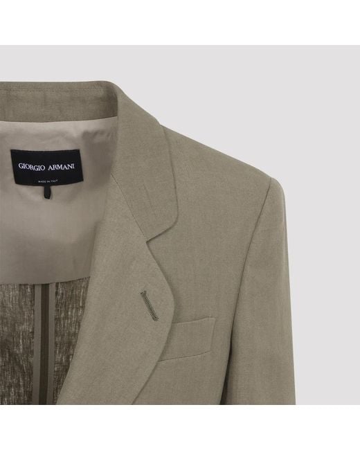 Giorgio Armani Gray Smoky Quartz Linen Blazer