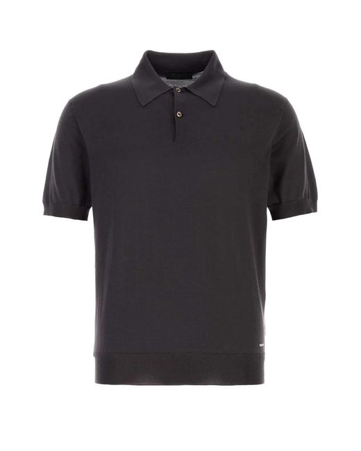 Prada Black Dark Silk Polo Shirt for men