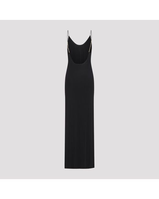 Saint Laurent Black Cassandre Backless Chain Knit Dress