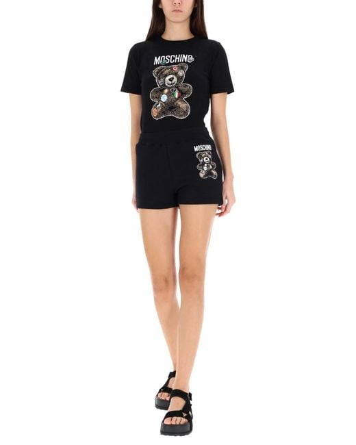 Moschino Black Shorts With "Teddy" Print