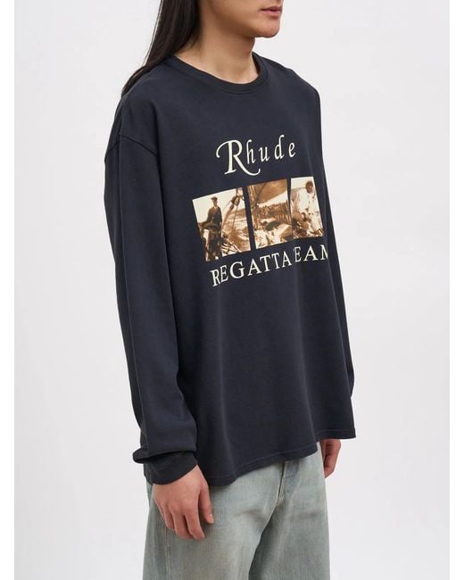 Rhude Blue Usvi Regatta Tour M/ T-Shirt for men