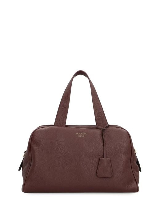 Prada Brown Large Leather Satchel Bag
