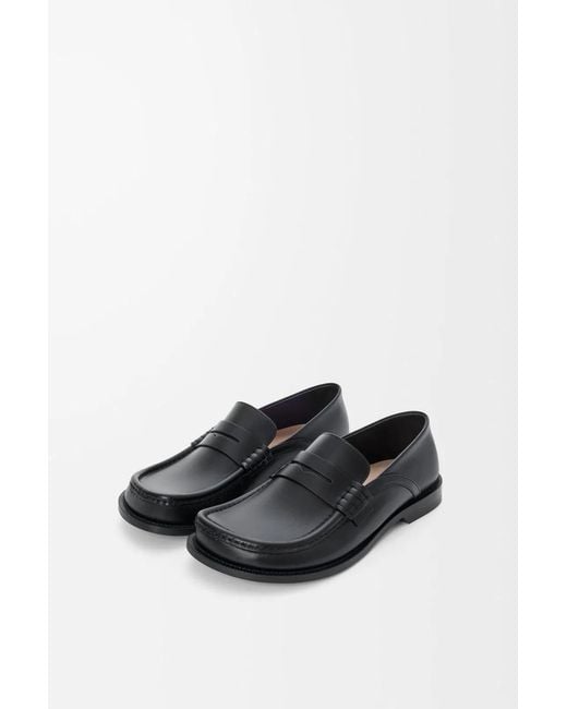 Loewe White Campo Flap Back Calfskin Loafers for men