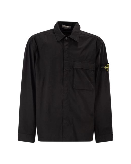 Stone Island Black Comfort Fit Overshirt With Press Studs for men