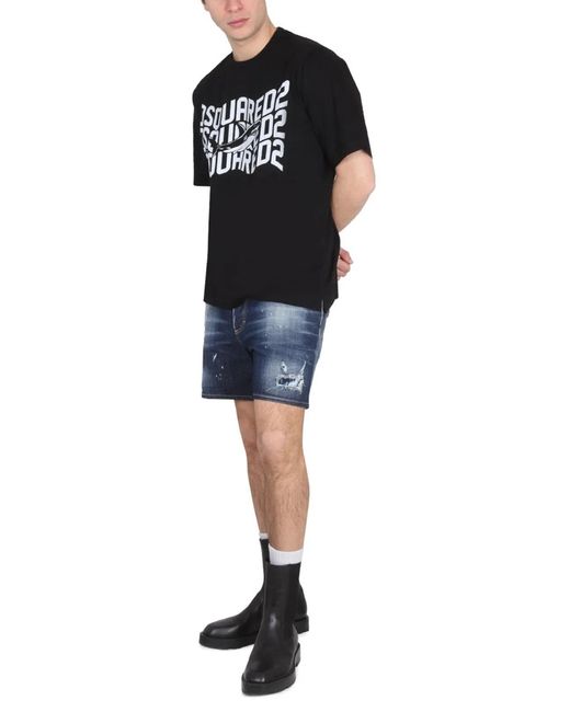 DSquared² Black Logo Print T Shirt for men