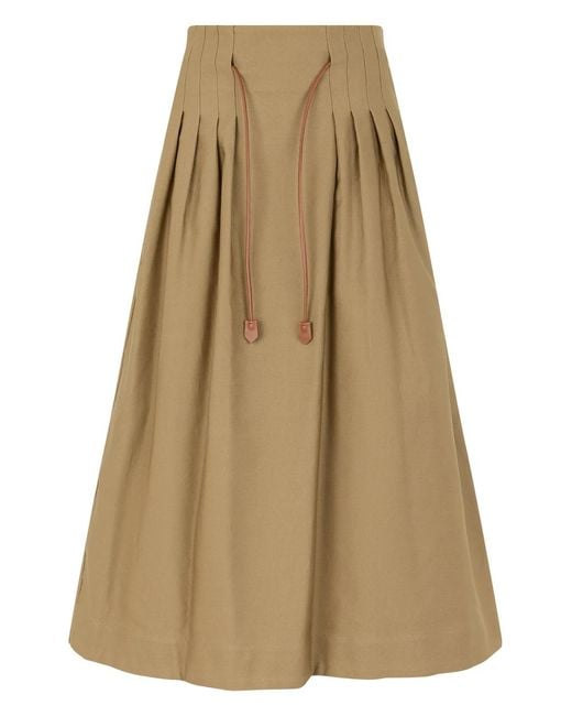 Max Mara Natural Pleated Skirt With Adjustable Waist