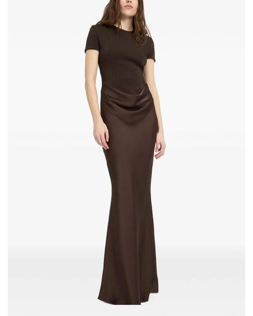 ROTATE BIRGER CHRISTENSEN Multicolor Long Draped Dress With Short Sleeves